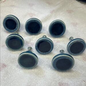 Anthropologie Set of 8 Blue Ceramic Drawer or Cabinet Knobs
